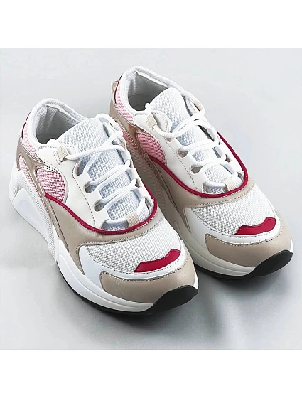 Růžové šněrovací sneakersy s barevnými vsadkami model 17174185 Růžové šněrovací sneakersy s barevnými vsadkami model 17174185