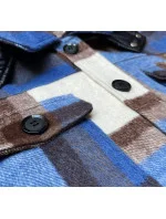 Světle modrá dámská károvaná košilová bunda (AG3-1813)