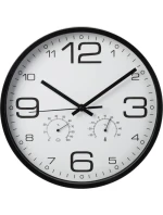 NÁSTĚNNÉ HODINY 30CM S TEPLOMĚREM ČERNÉ