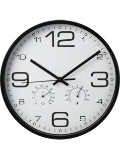 NÁSTĚNNÉ HODINY 30CM S TEPLOMĚREM ČERNÉ