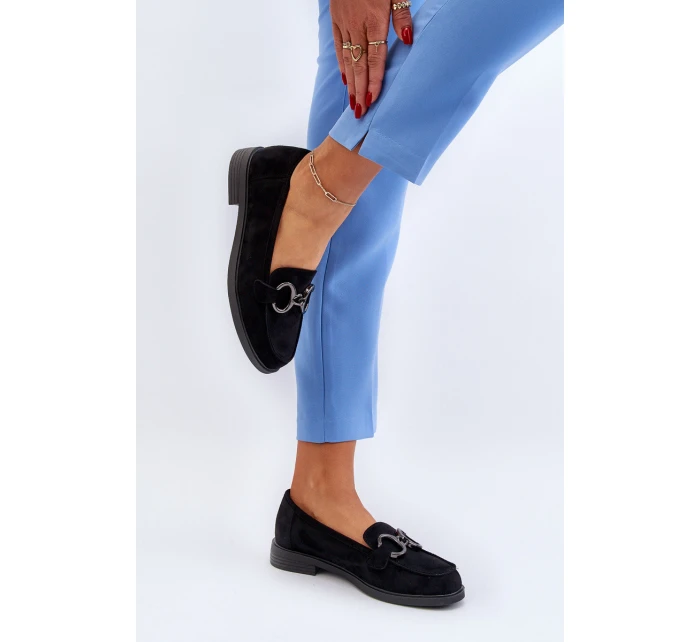 Dámské semišové mokasíny s ozdobou Černé Echonesa