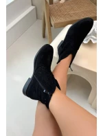 Dámské otevřené kotníkové boty na nízkém podpatku model 21961114 Černé - S.Barski