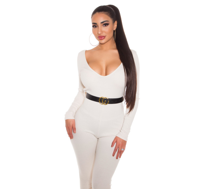 Sexy Koucla V-Neck Overall with Belt