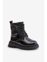 Lakované boty dívčí zateplené kožešinou na zip černé model 21672490 - Boto
