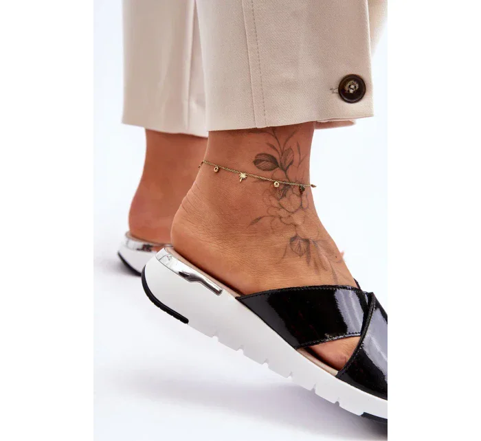 Lakované nízké klínky S.Barski Černé Lakované nízké klínky S.Barski Černé