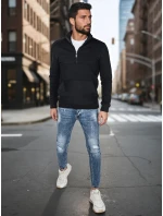 Pánská mikina s límečkem černá model 21985946 - Dstreet Pánská mikina s límečkem černá model 21985946 - Dstreet