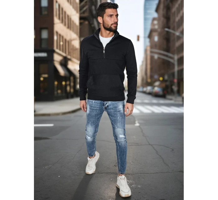 Pánská mikina s límečkem černá model 21985946 - Dstreet Pánská mikina s límečkem černá model 21985946 - Dstreet