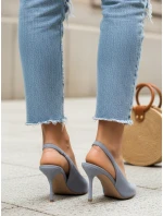 Dámské semišové jehlové boty s otevřeným podpatkem modré FashionStreet ZY1374 Dámské semišové jehlové boty s otevřeným podpatkem modré FashionStreet ZY1374