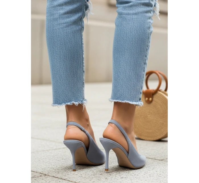 Dámské semišové jehlové boty s otevřeným podpatkem modré FashionStreet ZY1374 Dámské semišové jehlové boty s otevřeným podpatkem modré FashionStreet ZY1374