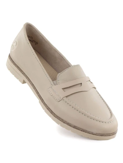 Dámské kožené mokasíny lords beige Rieker 75300-63 Dámské kožené mokasíny lords beige Rieker 75300-63