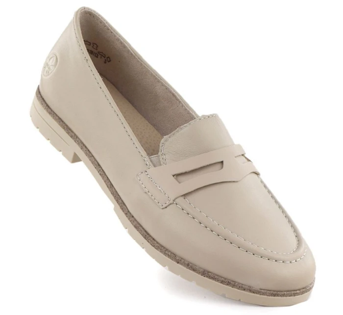 Dámské kožené mokasíny lords beige Rieker 75300-63 Dámské kožené mokasíny lords beige Rieker 75300-63