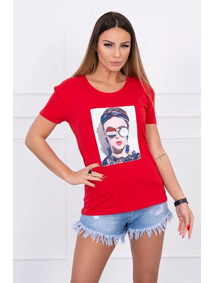 Halenka s model 18742978 grafikou červená - K-Fashion Halenka s model 18742978 grafikou červená - K-Fashion