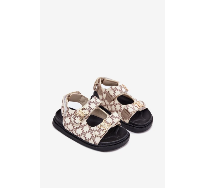 Dětské Sandály Na Suchý Zip Se Zlatými Detaily Béžové Cavina Dětské Sandály Na Suchý Zip Se Zlatými Detaily Béžové Cavina