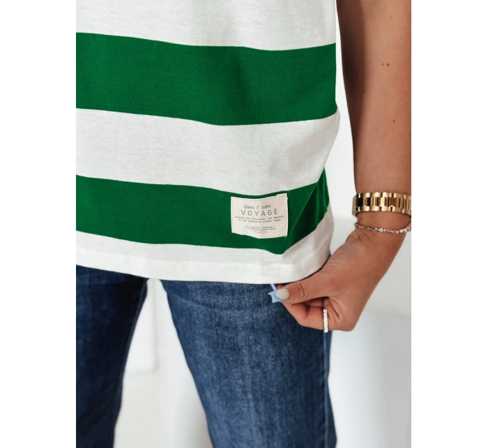 Dámské pruhované tričko ALMIN zelené FashionStreet RY2560