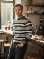 Pánský pruhovaný šedý svetr Dstreet model 21982490 - FashionStreet