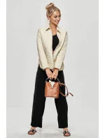 Tenká dámská bunda v krémové barvě s ozdobným prošíváním (JIN226) Tenká dámská bunda v krémové barvě s ozdobným prošíváním (JIN226)