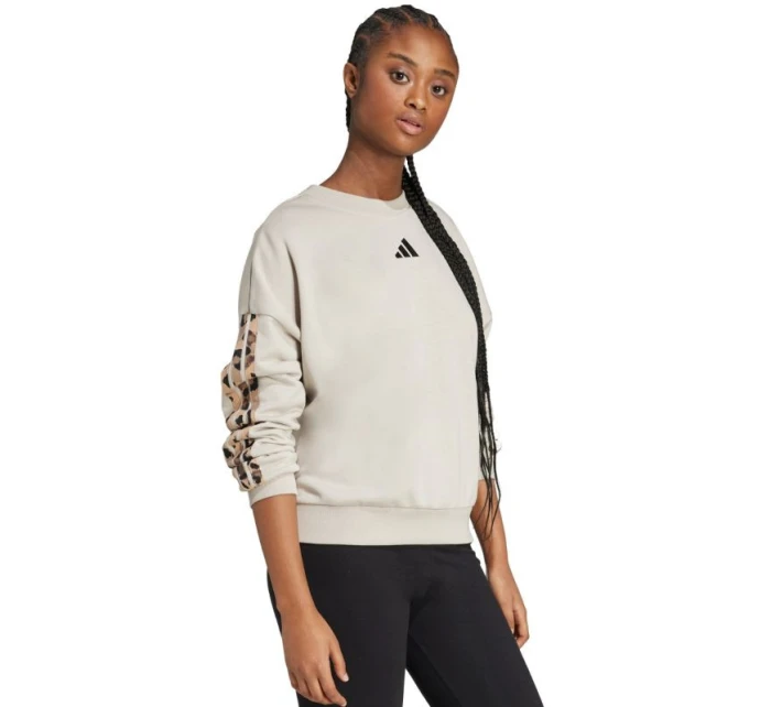 Dámská mikina adidas Animal Print 3-Stripes French Terry Sweatshirt cream JM1836