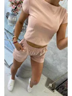 Bavlněná souprava se šortkami tmavě pudrově růžová Bavlněná souprava se šortkami tmavě pudrově růžová