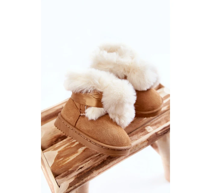 Dětské teplé sněhule Hnědá a bílá model 21600352 - Boto Dětské teplé sněhule Hnědá a bílá model 21600352 - Boto