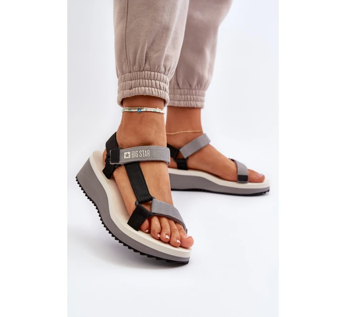 Dámské sandály na platformě a Big Star šedé model 21652812 - Big Star Shoes Dámské sandály na platformě a Big Star šedé model 21652812 - Big Star Shoes