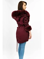 Bavlněná parka s kožešinou vínová (xw805x)