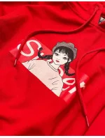 Červená dámská sportovní mikina s kapucí (N4596) Červená dámská sportovní mikina s kapucí (N4596)