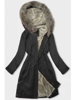 Černá dámská bunda parka s kožešinou model 21246242 - J.STYLE