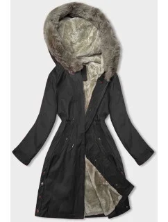 Černá dámská bunda parka s kožešinou model 21246242 - J.STYLE