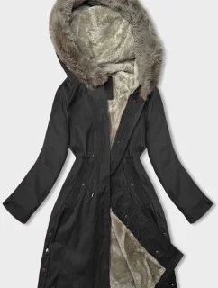 Černá dámská bunda parka s kožešinou model 21246242 - J.STYLE