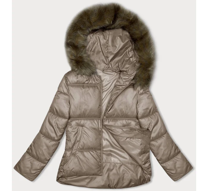 Béžová dámská bunda se střihem model 21246832 - S'WEST