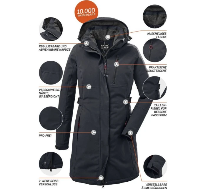 Dámská parka s kapucí Killtec KOW 165 36 černá nepromokavá větruodolná (37726/200)