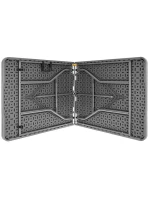 DŘEVĚNÝ STŮL SKLÁDACÍ V KUFŘÍKU 180x74CM MAX.100KG DŘEVĚNÁ DESKA TEMNĚ ŠEDÁ