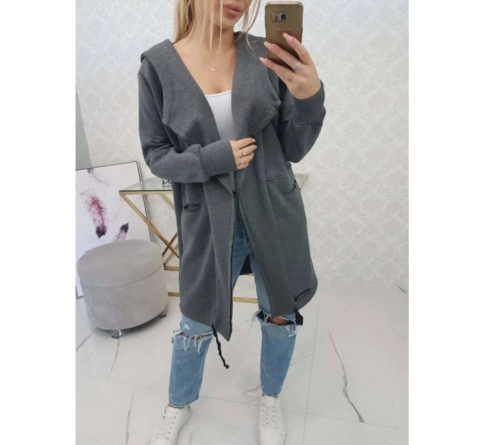 Zateplená bunda s kapucí v grafitové barvě