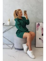 Zateplené šaty s kapucí tmavě zelené