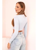 Dámská halenka s dlouhým rukávem a efektními volánky na prsou šedý Dámská halenka s dlouhým rukávem a efektními volánky na prsou šedý