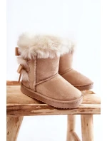Dětské Teplé Sněhule Semišové s Světle béžove model 21597131 - Boto Dětské Teplé Sněhule Semišové s Světle béžove model 21597131 - Boto