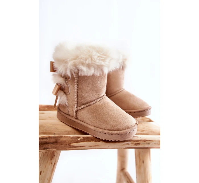 Dětské Teplé Sněhule Semišové s Světle béžove model 21597131 - Boto Dětské Teplé Sněhule Semišové s Světle béžove model 21597131 - Boto