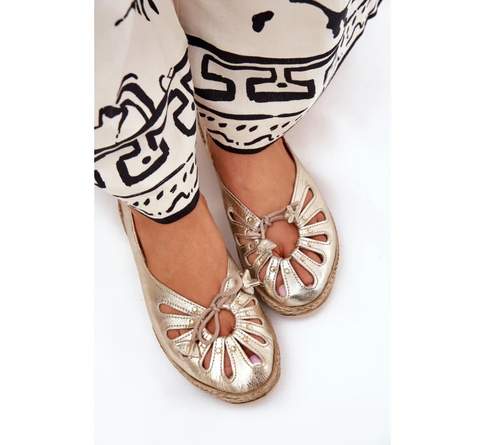 Ploché baleríny z přírodní kůže Zazoo 10179 zlaté
