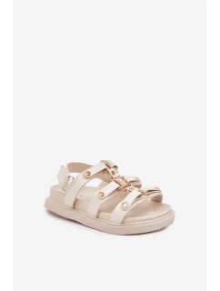 Dětské Sandály Se Zlatým Detalem Béžové Lunessa