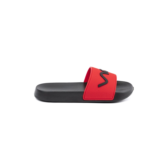 Pohodlné Czarno-czerwony dámské  nazouváky na plochém podpatku