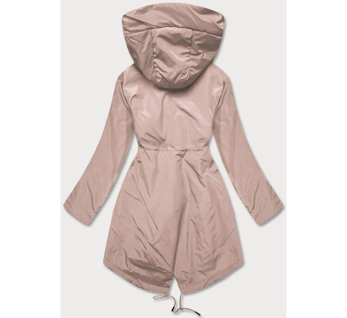 Jednoduchá béžová dámská bunda se šikmými kapsami (HS-1832-1)