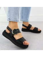 Dámské kožené sandály na platformě černé model 21904806 - Remonte