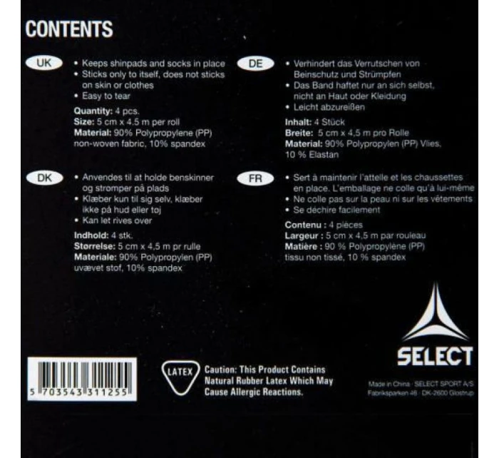 Páska pro kamaše Select 4 ks v balení 5 cm x 4,5 m model 20902473 - Spalding