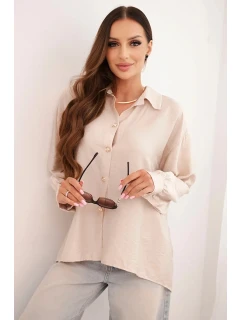 Dámská elegantní košile z viskózy s ozdobnými knoflíky béžová