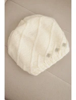 Dámská zimní čepice z vlny s ozdobnými a pleteným vzorem ecru model 21878061 - K-Fashion