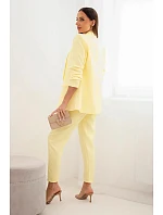 Elegantní komplet saka s kalhotami žlutý