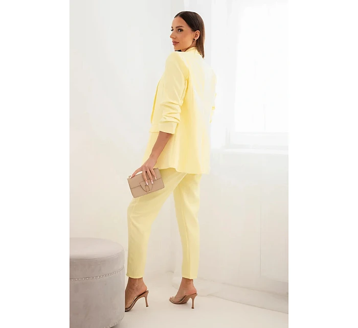 Elegantní komplet saka s kalhotami žlutý