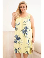 Dámské šaty Plus Size z viskózy s květinovým vzorem a krajkovým vrškem žlutá