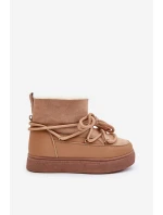 Dámské Sněhule Na Platformě Zateplené Kožíškem Camel model 21679641 - Boto Dámské Sněhule Na Platformě Zateplené Kožíškem Camel model 21679641 - Boto