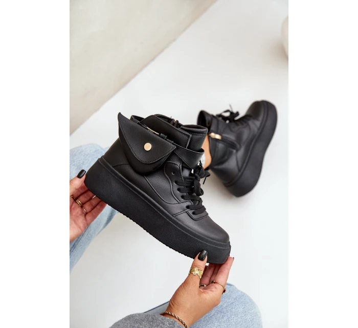 Vysoké sneakersy s kapsou na platformě černé Saramis Vysoké sneakersy s kapsou na platformě černé Saramis